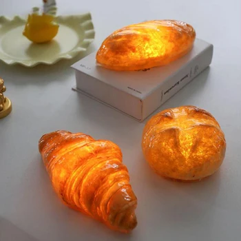 Yenilik kruvasan gece lambası yaratıcılık simülasyon ekmek ışık çapraz ekmek mağaza pişirme odası dekor lambası noel çocuk hediyeler için