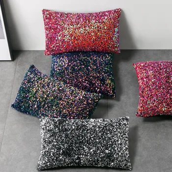 Yüksek yoğunluklu renkli Glitter Sequins Yastık Kılıfı Lüks kanepe minder örtüsü Dekoratif Yastıklar