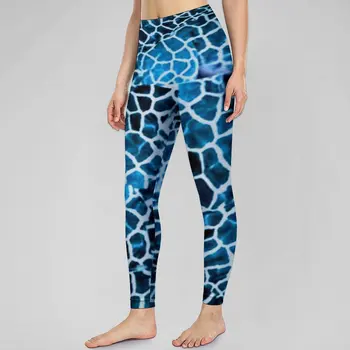 Zürafa Baskı Dikişsiz Tayt Mavi ve Beyaz Egzersiz Yoga Pantolon Kadınlar Seksi Kawaii Leggins Çabuk Kuru Spor Tayt 0