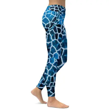 Zürafa Baskı Dikişsiz Tayt Mavi ve Beyaz Egzersiz Yoga Pantolon Kadınlar Seksi Kawaii Leggins Çabuk Kuru Spor Tayt 1