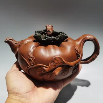 Çin Yixing Mor Kil Çaydanlıklar Dou Po Çamur El Yapımı Fu Gua Pot Çay Seti Chen Mingyuan 480 ml