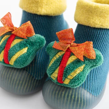 Çocuk kat çorap, bebek yürümeye başlayan çorap, sonbahar ve kış bebek Noel kalınlaşma kapalı kaymaz yumuşak taban ayakkabı 1
