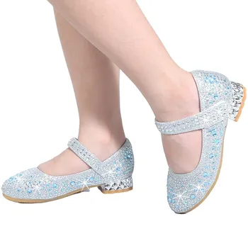 Çocuk Prenses Ayakkabı Küçük Kız Yaz Doğum Günü Deri Daireler Çocuklar Aurora Nedime Mary Jane Takozlar Glitter Sparkle Ayakkabı