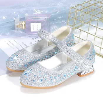 Çocuk Prenses Ayakkabı Küçük Kız Yaz Doğum Günü Deri Daireler Çocuklar Aurora Nedime Mary Jane Takozlar Glitter Sparkle Ayakkabı 1