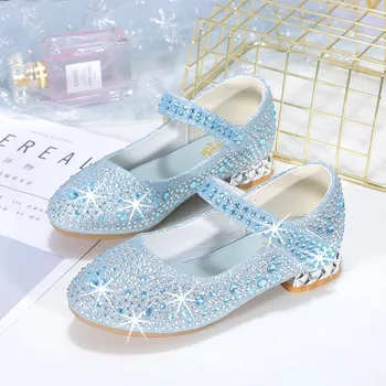 Çocuk Prenses Ayakkabı Küçük Kız Yaz Doğum Günü Deri Daireler Çocuklar Aurora Nedime Mary Jane Takozlar Glitter Sparkle Ayakkabı 2