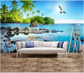 Özel fotoğraf duvar kağıdı 3d duvar resimleri duvar kağıdı Güzel 3D Deniz Manzaralı Ada duvar TV Arka Plan duvar kağıtları ev dekorasyon