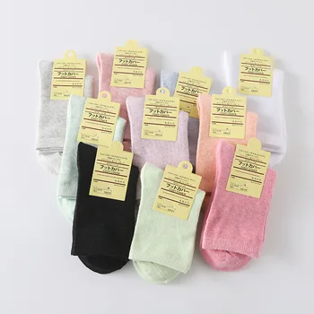 Şeker Renk Kadın Pamuk Çorap Bahar Sonbahar Orta Tüp Çorap Moda Rahat Düz Renk Çorap 0