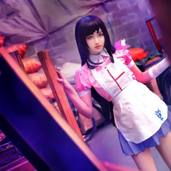 Süper Mikan Tsumiki Cosplay Kostüm Hemşire Hizmetçi Kıyafeti Pembe Elbise 0