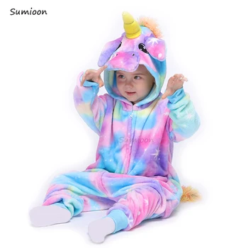 Çocuk pijamaları Unicorn Erkek Kız Onesie Çocuklar Hayvan Panda Geyik Çocuk Pijama Kış Çocuk Pijama unicornio Pijama